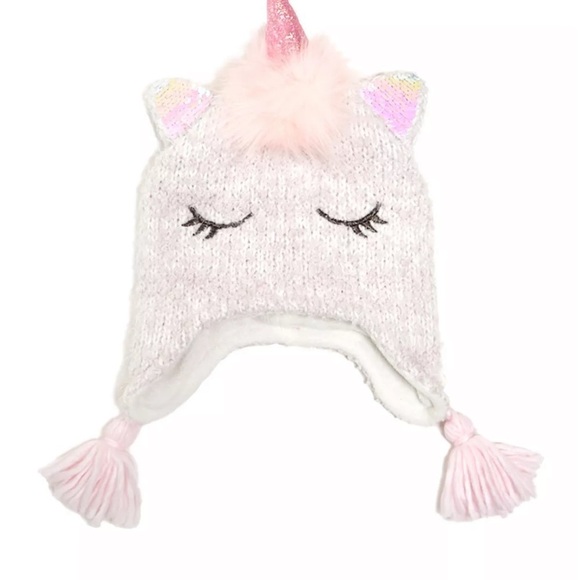 Love Design Toddler Girls Chenille Unicorn Heidi 2Piece Hat/Mitten, girl’s hat - Picture 2 of 6